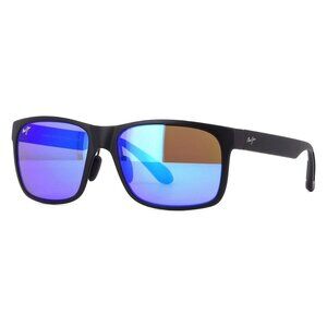 New MAUI JIM Red Sands Black Polarised Rectangle B432 2M Sunglasses Women
